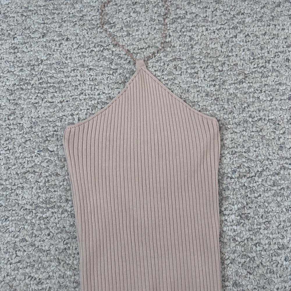 South Moon Under Ribbed Knit Halter Tank - Blush